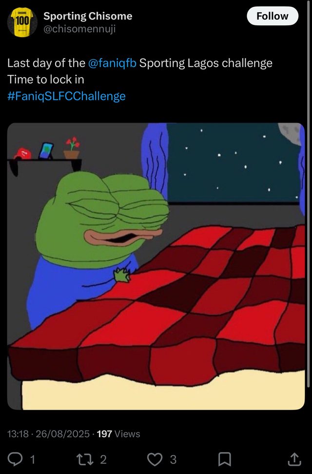 Fan post on the last day of the challenge