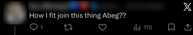 Reply under a creator post: How I fit join this thing Abeg??