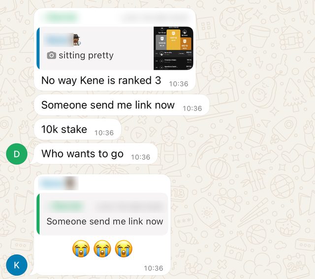 Group chat challenge triggered by a leaderboard