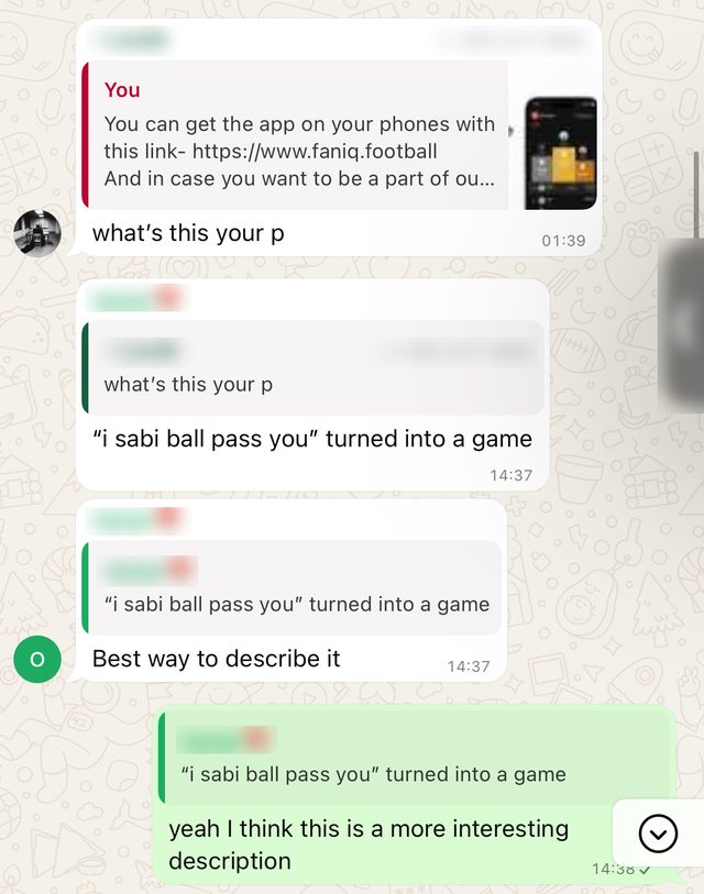 Group chat describing fan iq