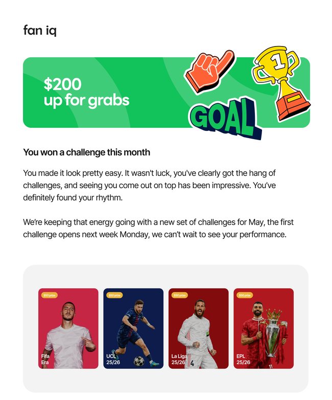 Challenge winner email