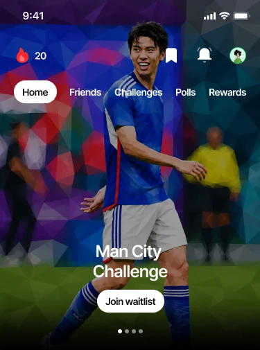 Challenge card on the home screen with a Join waitlist button