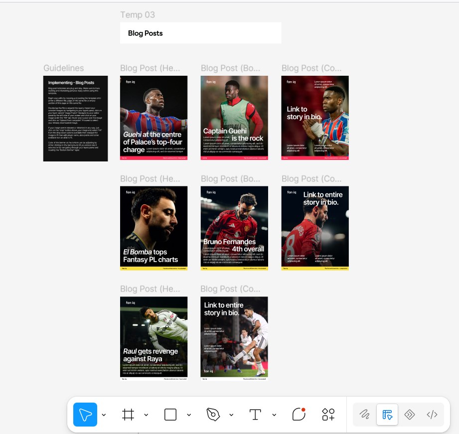 Figma sheet of blog post templates